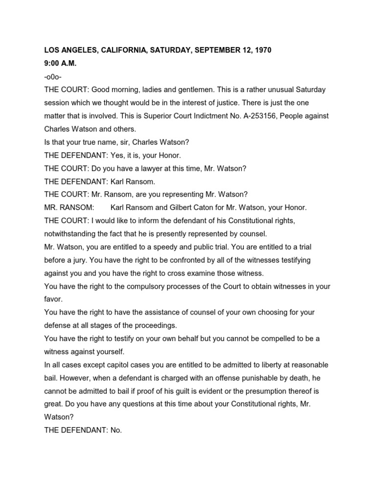 Watson Trial Transcript | Jury Trial | Witness