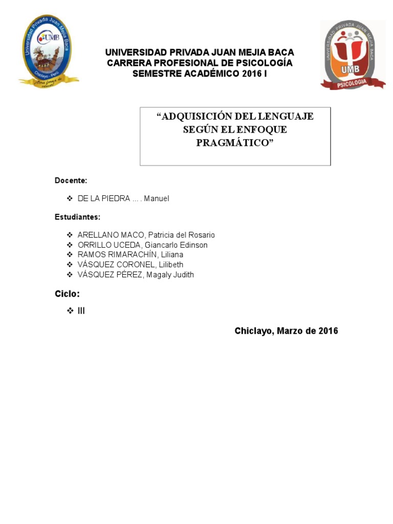 Adquisicion Del Lenguaje Enfoque Pragmatico Avanzado