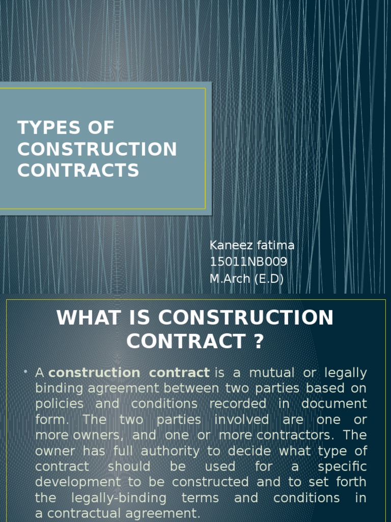 Types of Construction Contracts PDF Specification (Technical