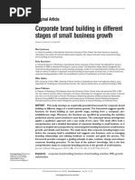 Corporate Brand Building in Different Stages of Small Business Growth