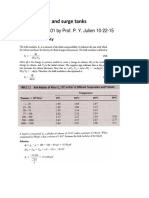 Waterhammer and Surge Tanks: Notes For CIVE 401 by Prof. P. Y. Julien 10-22-15