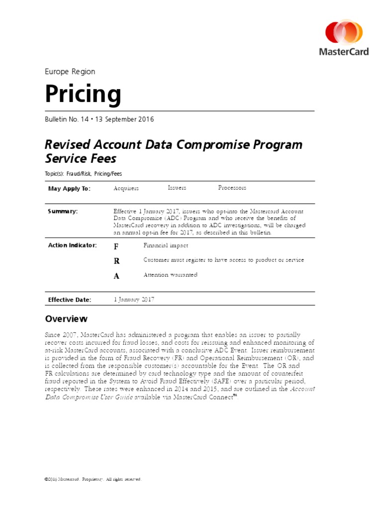 MasterCard Regional Pricing Bulletin | PDF | Master Card | Emv