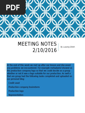 Meeting Notes 