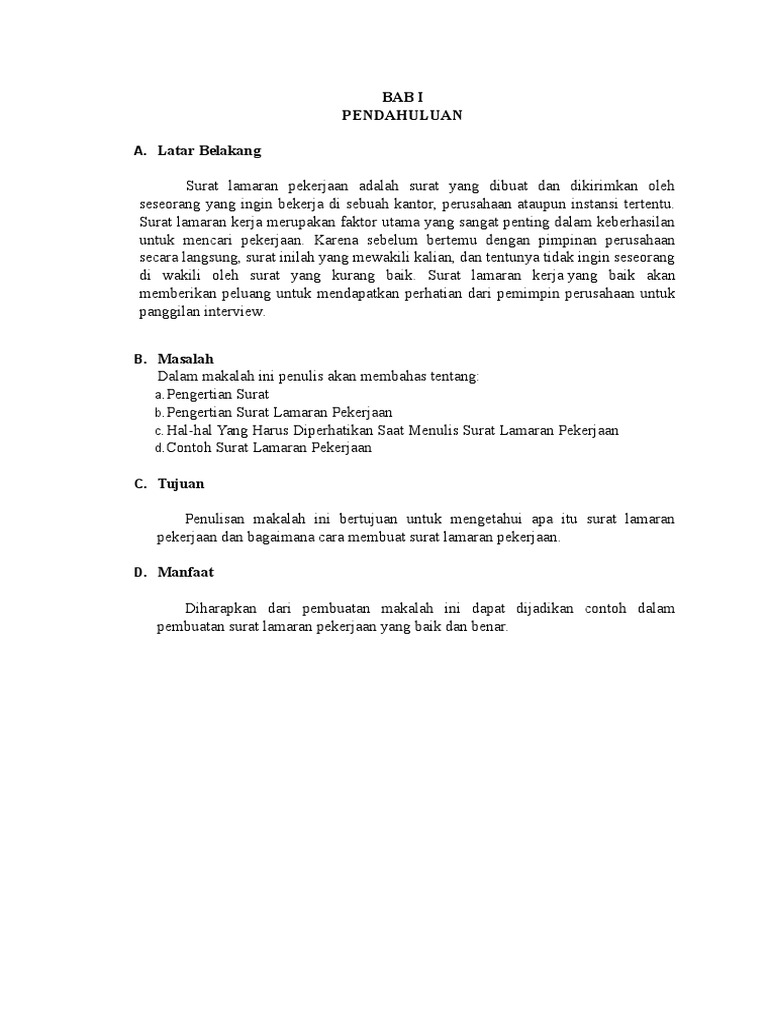 Surat Lamaran Pekerjaan Pdf