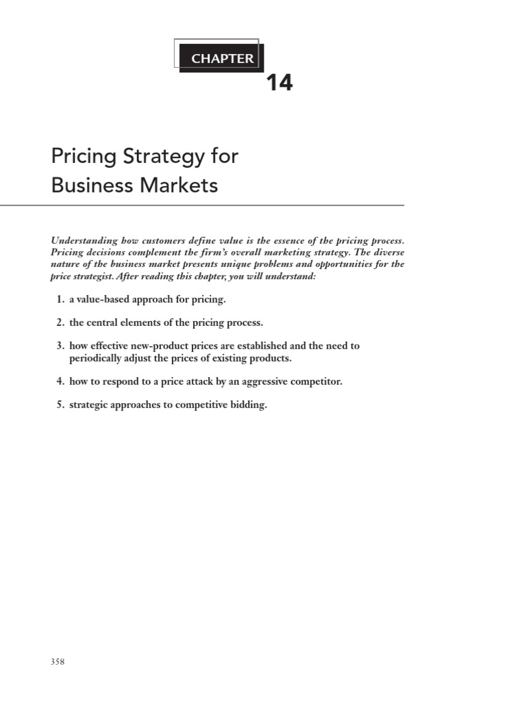 Chapter 14 - Pricing Strategy For Business Markets | PDF | Strategic ...