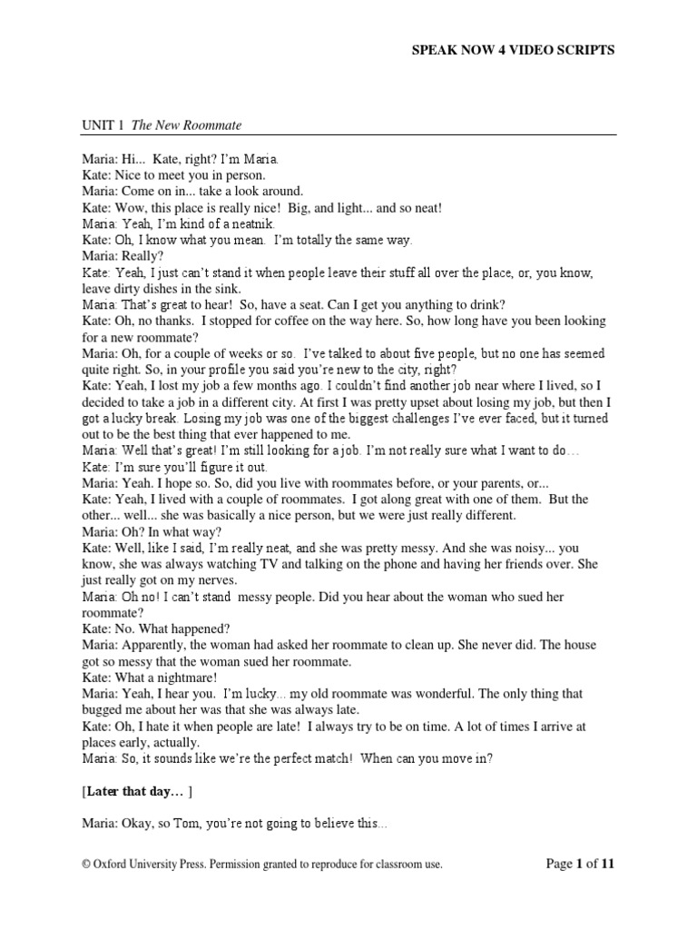 Speak Now 4 - Video Script PDF | PDF