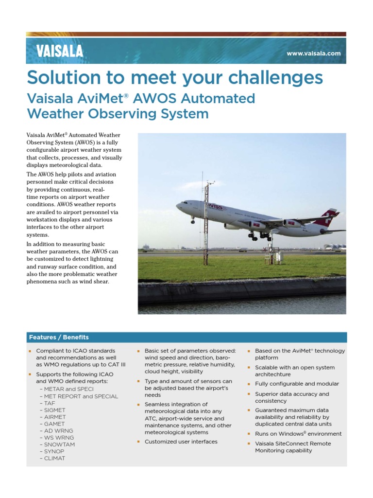AWOS Brochure Vaisala | PDF | Electrical Engineering | Weather
