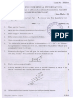 Engineering &: Informatics B.E. I Year (New) (Common To All Branches) (Main) Examination, June 2011 Engineering Mechanic