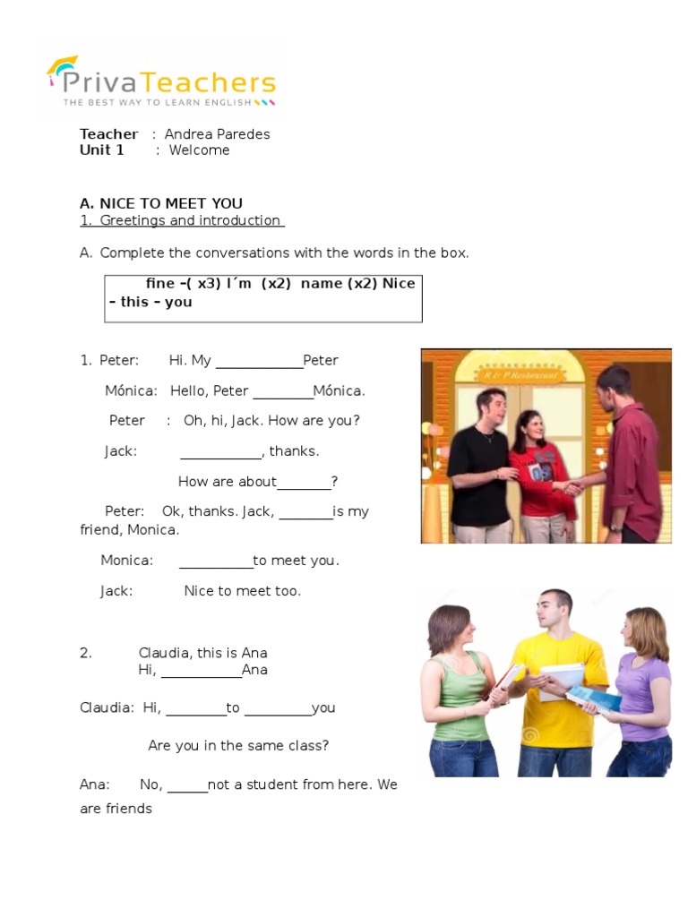 Teacher Introduction Conversation Practice | PDF