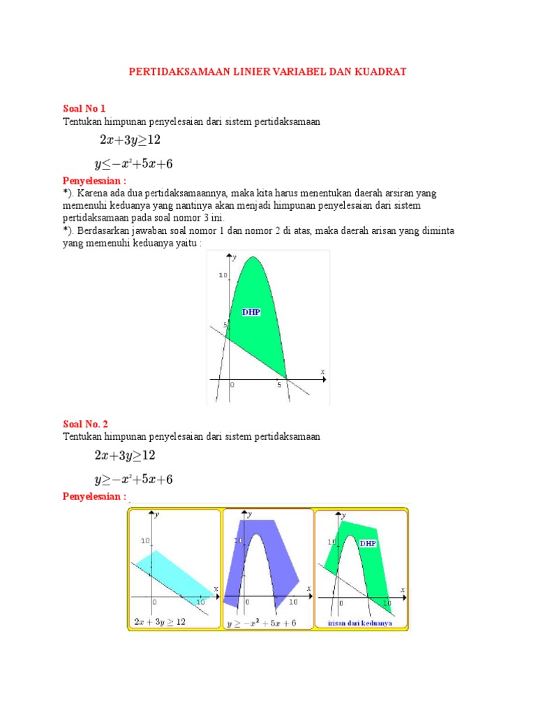 Pertidaksamaan Linier Variabel Dan Kuadrat