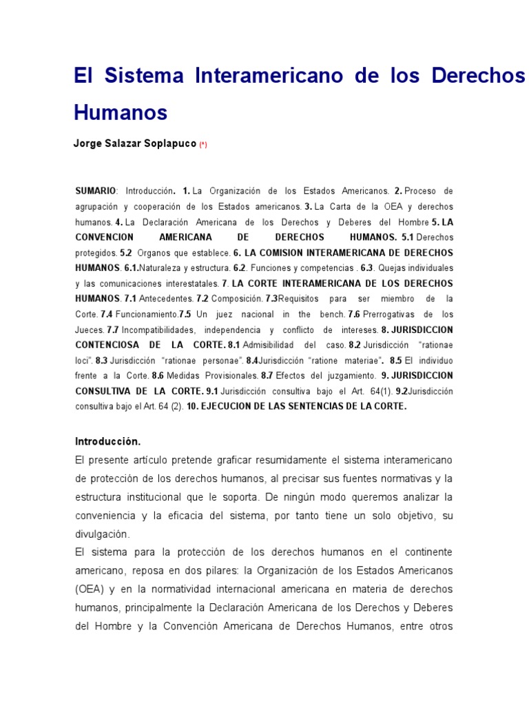 El Sistema Interamericano de Los Derechos Humanos | PDF | Juez ...