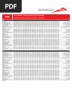 X28 Bus Route Map X28 - Lulu Village To Dubai Internet City Seaside Me | Pdf | Dubai | United  Arab Emirates