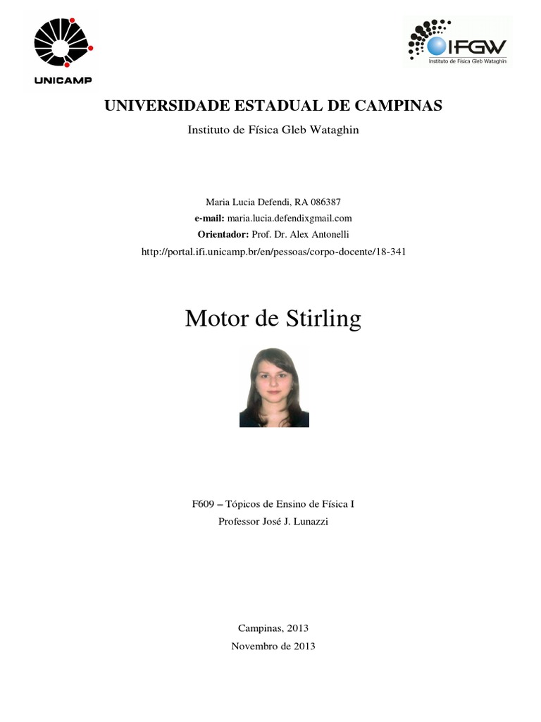 Motor Stirling - Maria Lúcia Defendi (UNICAMP) PDF | PDF