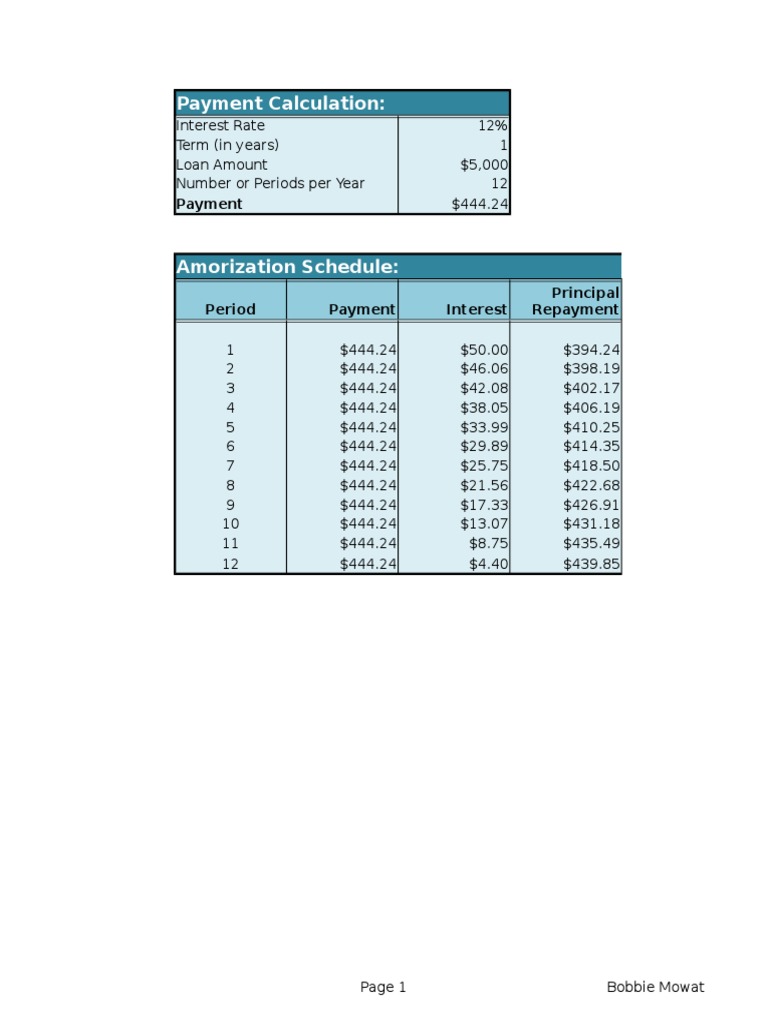 Loan Payment Breakdown | PDF