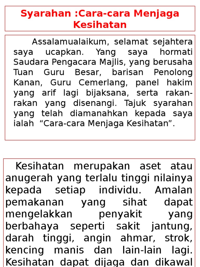 Syarahan CaraCara Menjaga Kesihatan