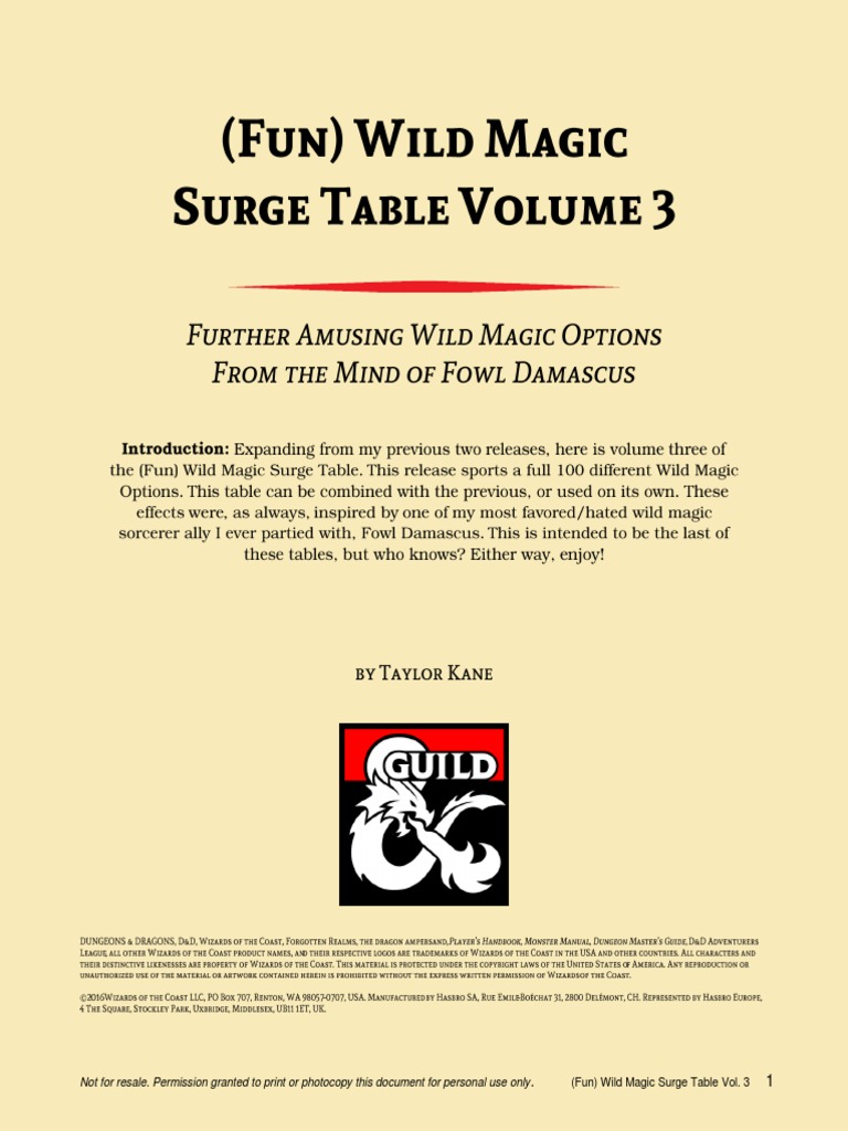 Fun Wild Magic Surge Table Vol. 3 | PDF | Nature | Leisure