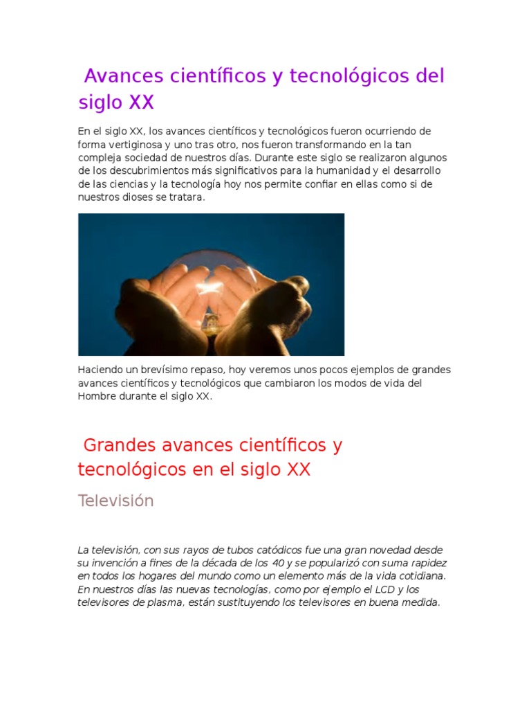 Cientificos Del Siglo 20 Y Sus Inventos Avances Científicos y Tecnológicos Del Siglo XX | PDF
