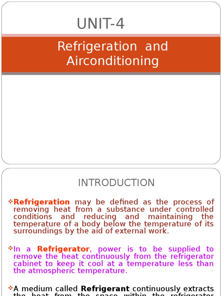 Introduction to Refrigeration Systems | PDF | Refrigerator | Air ...