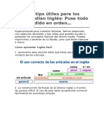 Tablas y Tips Útiles Para Los Que Estudian Inglés