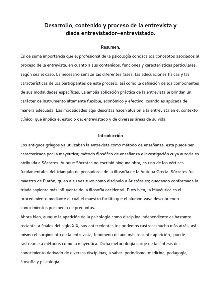 Proceso y Fases de la Entrevista Clínica | PDF | Psicoterapia | Sicología