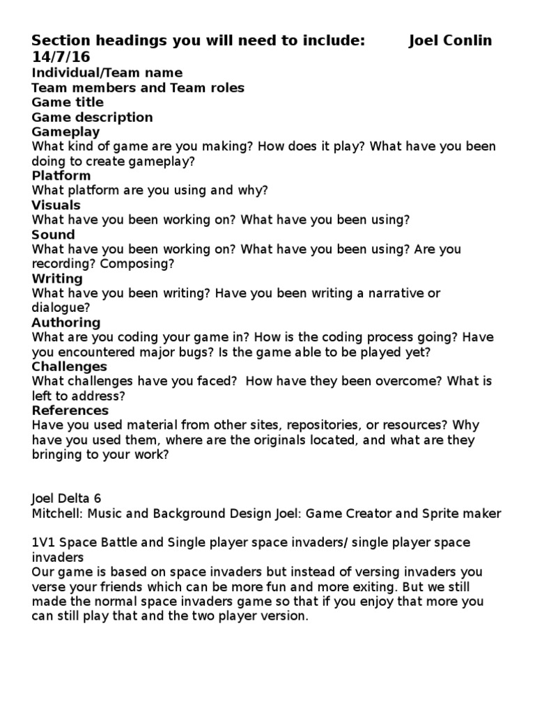 Space Battle Game Development Progress | PDF
