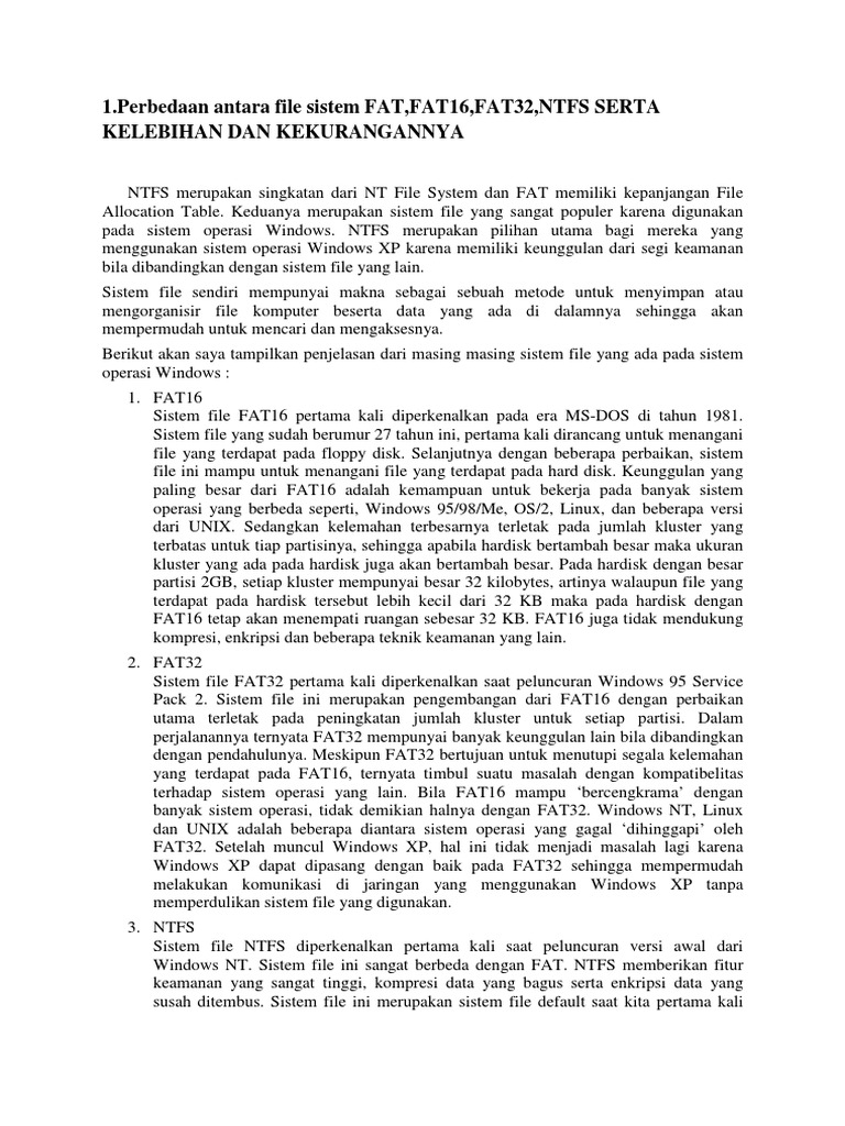 Perbandingan FAT32 dan NTFS | PDF