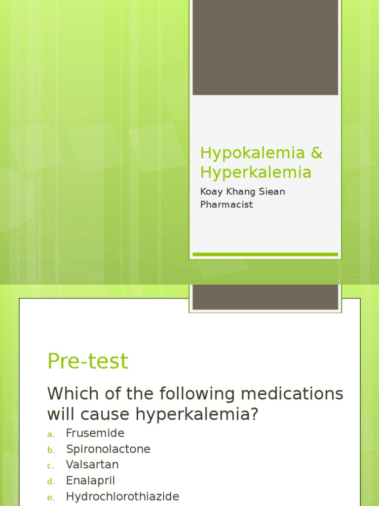 Hyperkalemia & Hypokalemia PDF Potassium Diet & Nutrition