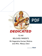 Dedicated: To My Beloved Parents MR - Yogendra Kumar Mishra and Mrs. Manju Devi