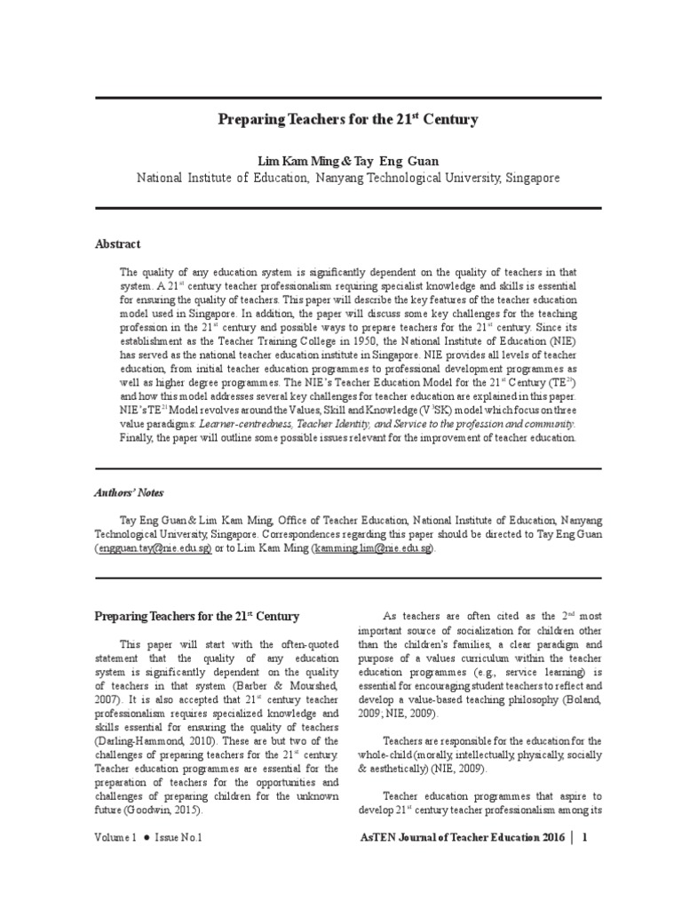 Teacher Education for the 21st Century | PDF | Teacher Education | Teachers