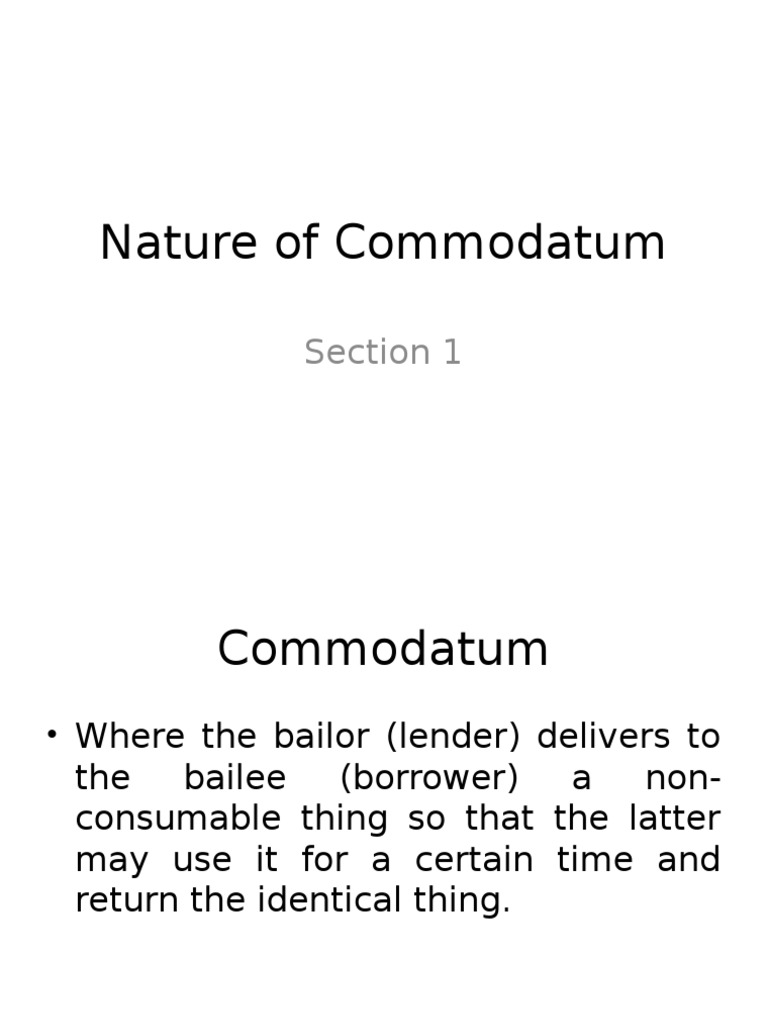 Understanding Commodatum Contracts | PDF