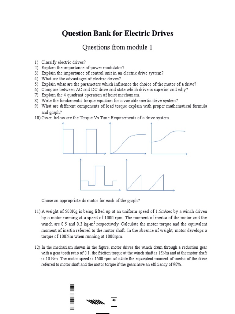 Question Bank For Electric Drives PDF Electric Motor Volt