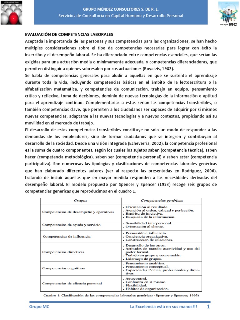 Evaluación de Competencias Laborales | PDF | Derecho laboral ...