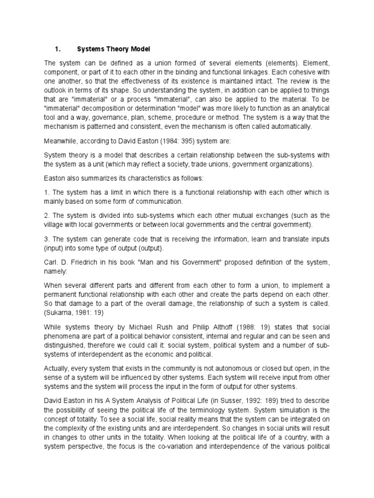 Systems Theory Model Pdf System Systems Theory