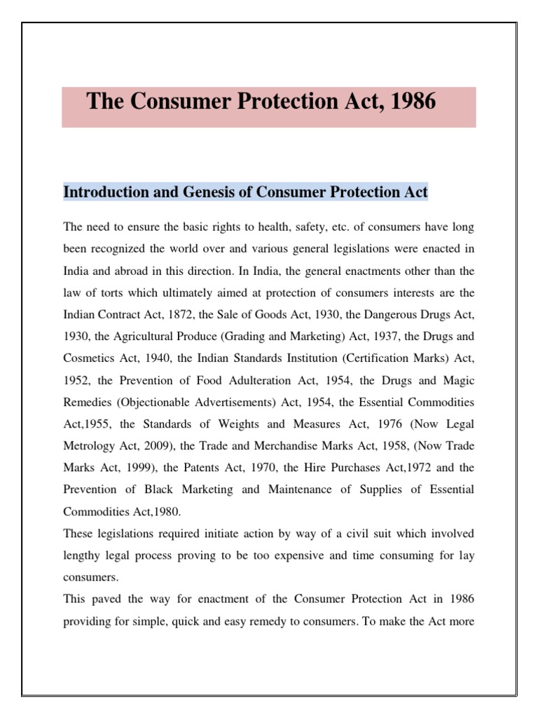 The Consumer Protection Act Consumer Protection Complaint Free 30