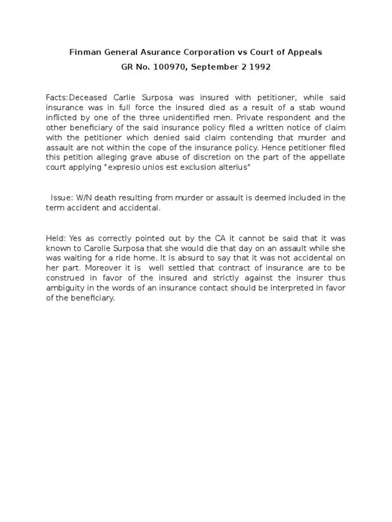 Finman vs Court: Insurance Claim Ruling | PDF | Politics | Law