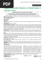 Impact of Infertility Duration on Mental Health of Infertile Women