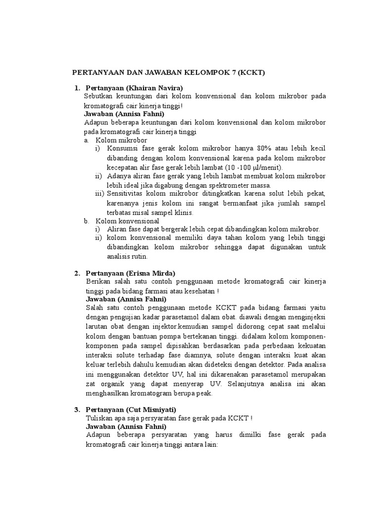 Contoh Soal Tentang Hplc Tugas Kelompok