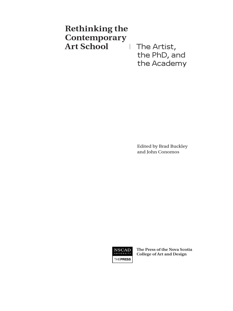 Rethinking The Contemporary Art School PDF Curator Modernism
