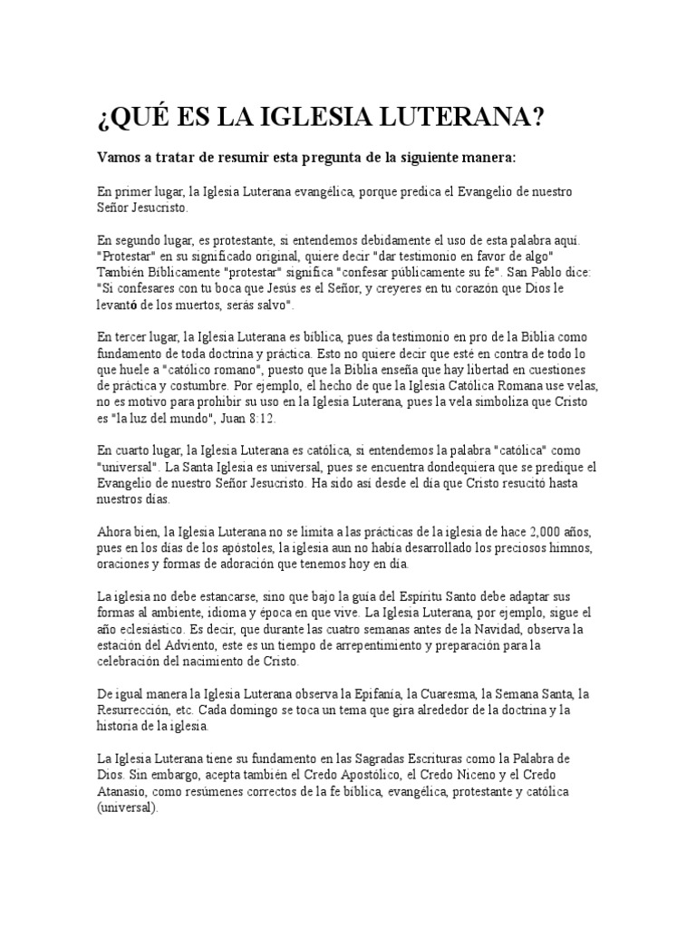 Qué Es La Iglesia Luterana PDF Luteranismo Iglesia Episcopal