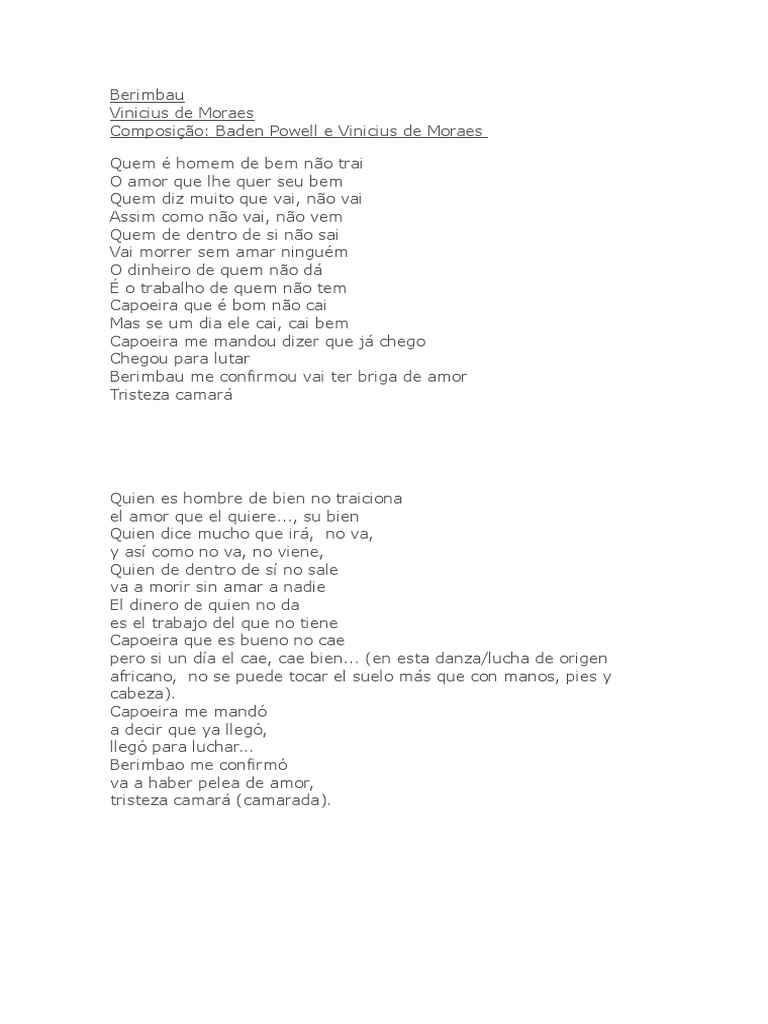 Letra e Pronúncia de Berimbau | PDF