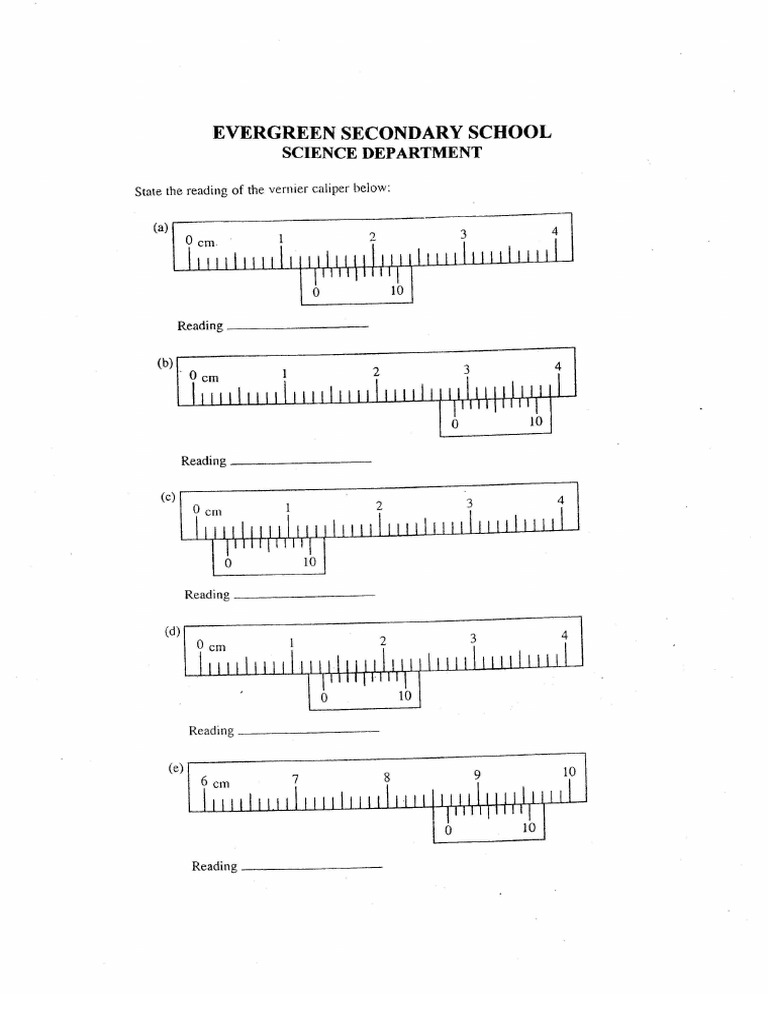 English Micrometer Worksheet