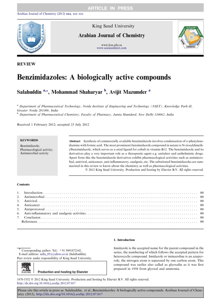 Benzimidazole Pharmacology Review | PDF | Pharmacology | Pharmaceutical ...