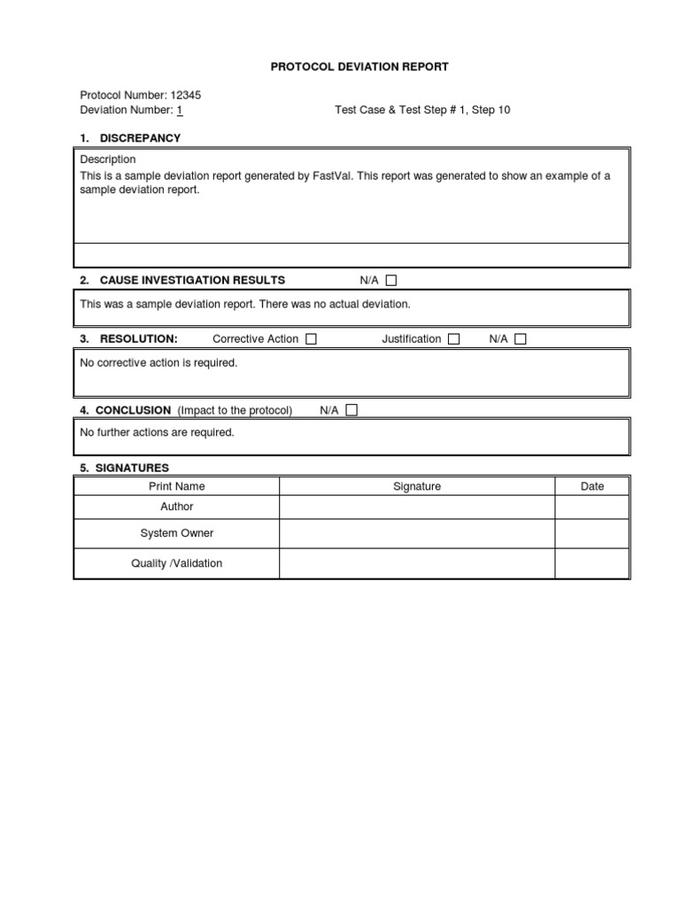 Deviation Report Template  PDF Intended For Deviation Report Template