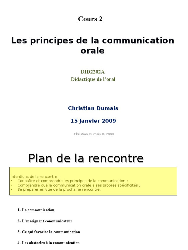 Les Principes de La Communication Orale Pour Les Etudiants | PDF | la ...