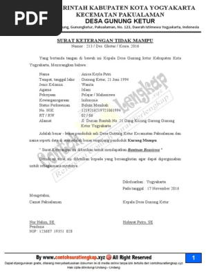 4 Contoh Surat Pernyataan Orang Tua / Wali Murid