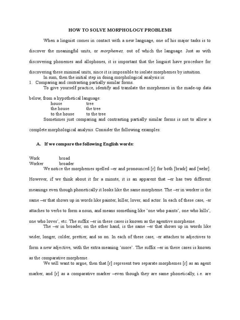 How To Solve Morphology Problems Pdf Morphology Linguistics