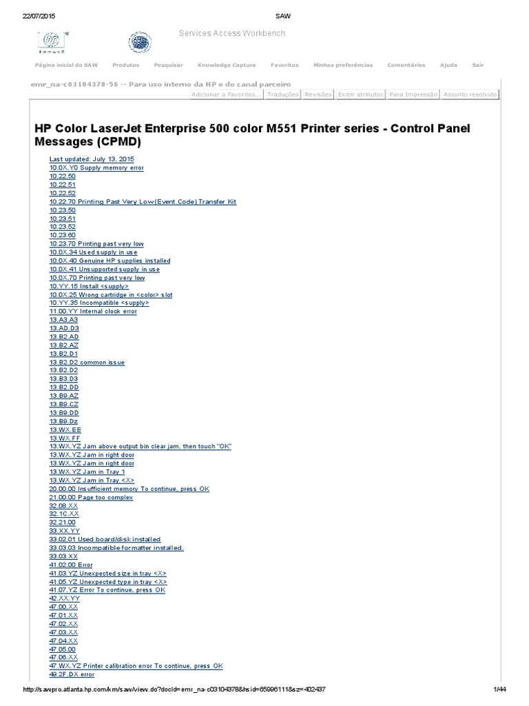 m551 - Manual de Erros | PDF | File System | Troubleshooting