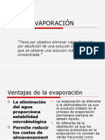 Evaporación: proceso de concentración por eliminación de vapor