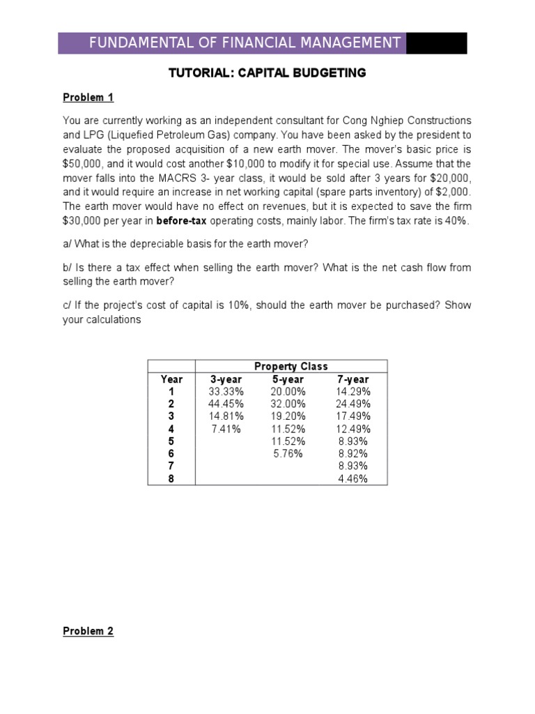 Capital Budgeting Analysis Tutorial | PDF | Depreciation | Net Present ...