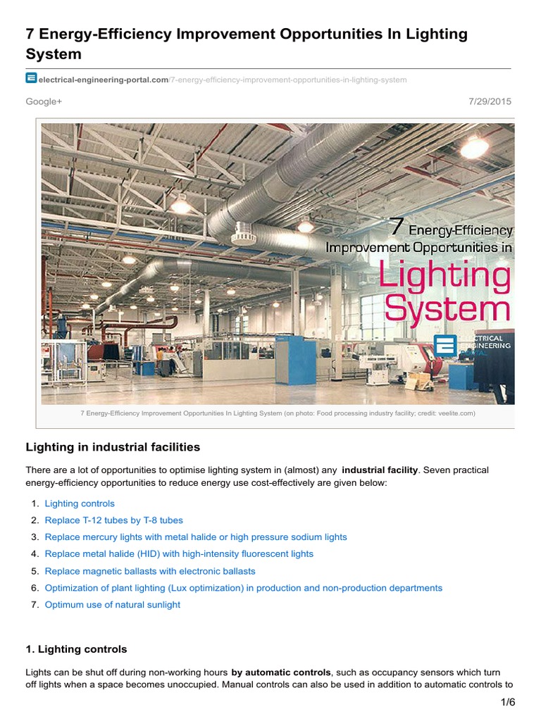 7 Energy-Efficiency Improvement Opportunities in Lighting System | PDF ...